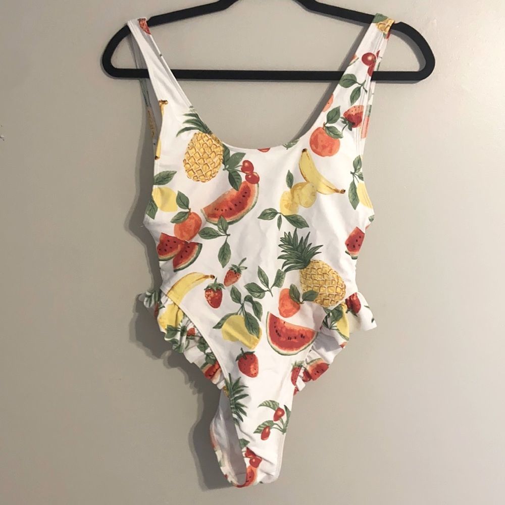 Forever 21 Fruit High Waisted One Piece Swimsuit